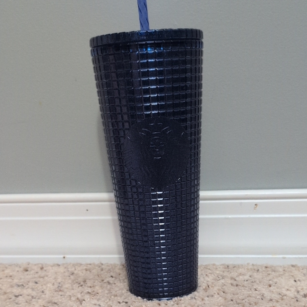 Starbucks Venti Colbalt Pearl Grid Cobalt Blue Shimmer Cup Tumbler 24oz